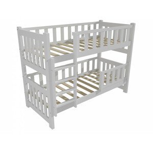 Patrová postel PP 026 se zábranou (Rozměr: 90 x 190 cm, Prostor mezi lůžky: 80 cm, Barva dřeva: barva bílá)
