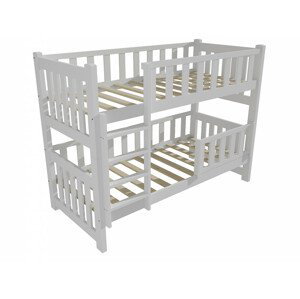 Patrová postel PP 026 se zábranou (Rozměr: 80 x 190 cm, Prostor mezi lůžky: 100 cm, Barva dřeva: barva bílá)