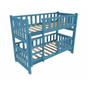 Patrová postel PP 026 se zábranou (Rozměr: 90 x 190 cm, Prostor mezi lůžky: 80 cm, Barva dřeva: barva modrá)