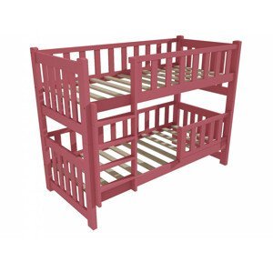 Patrová postel PP 026 se zábranou (Rozměr: 90 x 190 cm, Prostor mezi lůžky: 80 cm, Barva dřeva: barva růžová)