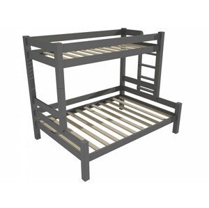 Patrová postel s rozšířeným spodním lůžkem 8X8 06B (Rozměr: 90/160 x 180 cm, Umístění žebříku: vpravo, Barva dřeva: barva šedá)