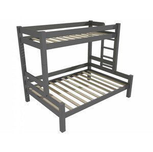 Patrová postel s rozšířeným spodním lůžkem 8X8 06B (Rozměr: 90/140 x 200 cm, Umístění žebříku: vpravo, Barva dřeva: barva šedá)