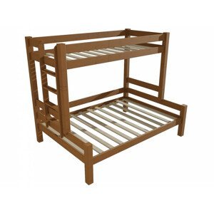 Patrová postel s rozšířeným spodním lůžkem 8X8 06B (Rozměr: 80/120 x 180 cm, Umístění žebříku: vlevo, Barva dřeva: moření dub)