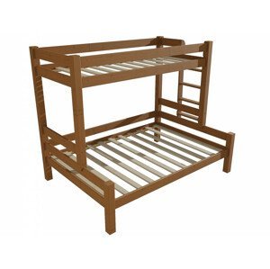 Patrová postel s rozšířeným spodním lůžkem 8X8 06B (Rozměr: 80/140 x 180 cm, Umístění žebříku: vpravo, Barva dřeva: moření dub)