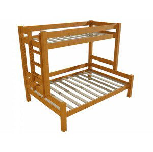 Patrová postel s rozšířeným spodním lůžkem 8X8 06B (Rozměr: 100/140 x 180 cm, Umístění žebříku: vlevo, Barva dřeva: moření olše)