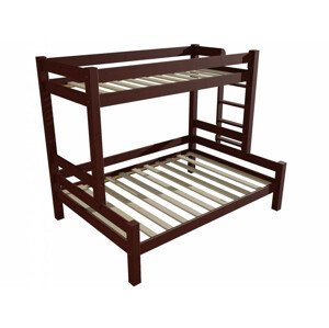Patrová postel s rozšířeným spodním lůžkem 8X8 06B (Rozměr: 80/140 x 180 cm, Umístění žebříku: vpravo, Barva dřeva: moření ořech)