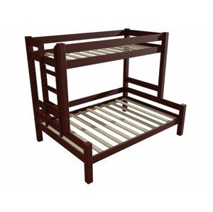 Patrová postel s rozšířeným spodním lůžkem 8X8 06B (Rozměr: 80/160 x 180 cm, Umístění žebříku: vlevo, Barva dřeva: moření ořech)