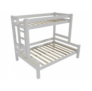 Patrová postel s rozšířeným spodním lůžkem 8X8 06B (Rozměr: 80/120 x 180 cm, Umístění žebříku: vlevo, Barva dřeva: barva bílá)