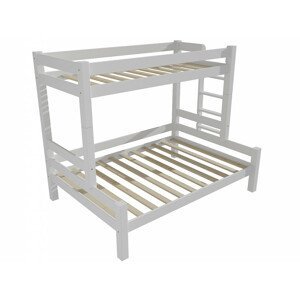 Patrová postel s rozšířeným spodním lůžkem 8X8 06B (Rozměr: 80/120 x 180 cm, Umístění žebříku: vpravo, Barva dřeva: barva bílá)