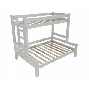 Patrová postel s rozšířeným spodním lůžkem 8X8 06B (Rozměr: 100/140 x 180 cm, Umístění žebříku: vlevo, Barva dřeva: barva bílá)