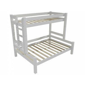 Patrová postel s rozšířeným spodním lůžkem 8X8 06B (Rozměr: 80/140 x 200 cm, Umístění žebříku: vlevo, Barva dřeva: barva bílá)