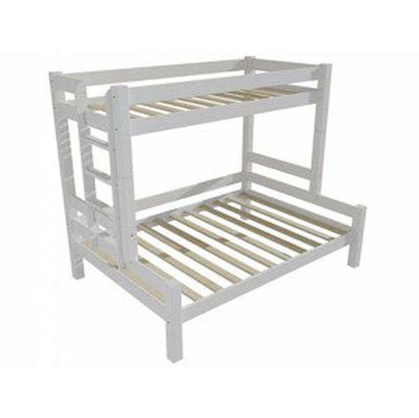 Patrová postel s rozšířeným spodním lůžkem 8X8 06B (Rozměr: 80/160 x 200 cm, Umístění žebříku: vlevo, Barva dřeva: barva bílá)