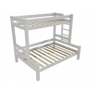 Patrová postel s rozšířeným spodním lůžkem 8X8 06B (Rozměr: 90/120 x 200 cm, Umístění žebříku: vpravo, Barva dřeva: barva bílá)