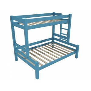 Patrová postel s rozšířeným spodním lůžkem 8X8 06B (Rozměr: 80/140 x 180 cm, Umístění žebříku: vpravo, Barva dřeva: barva modrá)
