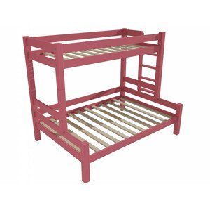 Patrová postel s rozšířeným spodním lůžkem 8X8 06B (Rozměr: 80/120 x 180 cm, Umístění žebříku: vpravo, Barva dřeva: barva růžová)