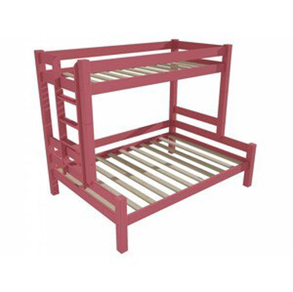 Patrová postel s rozšířeným spodním lůžkem 8X8 06B (Rozměr: 80/140 x 180 cm, Umístění žebříku: vlevo, Barva dřeva: barva růžová)