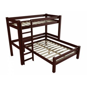 Patrová postel s rozšířeným spodním lůžkem 8X8 12B (Rozměr: 90 x 200 / 120 x 200 cm, Barva dřeva: moření ořech)