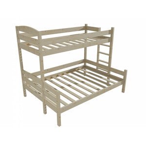 Patrová postel s rozšířeným spodním lůžkem PPS 001 (Rozměr: 80/140 x 180 cm, Umístění žebříku: vpravo, Barva dřeva: surové dřevo)