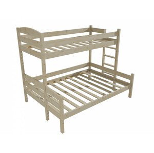 Patrová postel s rozšířeným spodním lůžkem PPS 001 (Rozměr: 100/160 x 200 cm, Umístění žebříku: vpravo, Barva dřeva: surové dřevo)