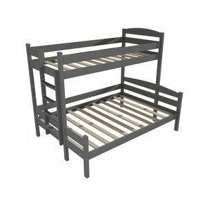 Patrová postel s rozšířeným spodním lůžkem PPS 001 (Rozměr: 80/140 x 180 cm, Umístění žebříku: vlevo, Barva dřeva: barva šedá)