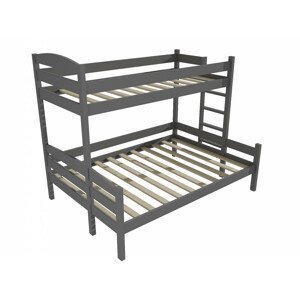 Patrová postel s rozšířeným spodním lůžkem PPS 001 (Rozměr: 100/120 x 180 cm, Umístění žebříku: vpravo, Barva dřeva: barva šedá)