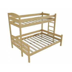 Patrová postel s rozšířeným spodním lůžkem PPS 001 (Rozměr: 80/160 x 180 cm, Umístění žebříku: vpravo, Barva dřeva: bezbarvý lak)