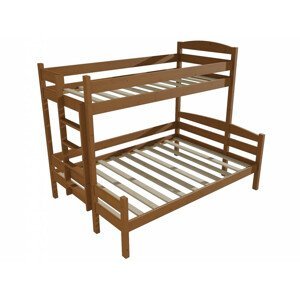 Patrová postel s rozšířeným spodním lůžkem PPS 001 (Rozměr: 80/120 x 180 cm, Umístění žebříku: vlevo, Barva dřeva: moření dub)