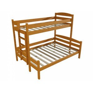Patrová postel s rozšířeným spodním lůžkem PPS 001 (Rozměr: 80/120 x 180 cm, Umístění žebříku: vlevo, Barva dřeva: moření olše)