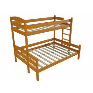 Patrová postel s rozšířeným spodním lůžkem PPS 001 (Rozměr: 80/120 x 180 cm, Umístění žebříku: vpravo, Barva dřeva: moření olše)