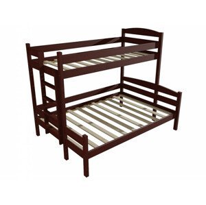 Patrová postel s rozšířeným spodním lůžkem PPS 001 (Rozměr: 80/120 x 180 cm, Umístění žebříku: vlevo, Barva dřeva: moření ořech)