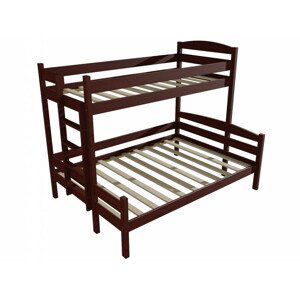 Patrová postel s rozšířeným spodním lůžkem PPS 001 (Rozměr: 90/160 x 180 cm, Umístění žebříku: vlevo, Barva dřeva: moření ořech)