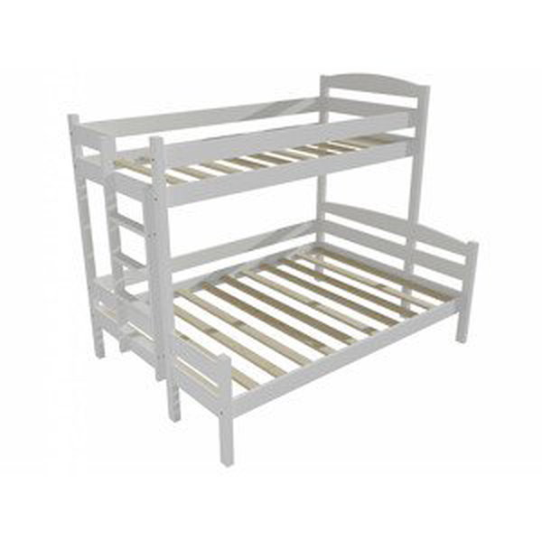 Patrová postel s rozšířeným spodním lůžkem PPS 001 (Rozměr: 80/120 x 180 cm, Umístění žebříku: vlevo, Barva dřeva: barva bílá)