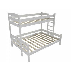 Patrová postel s rozšířeným spodním lůžkem PPS 001 (Rozměr: 80/120 x 180 cm, Umístění žebříku: vpravo, Barva dřeva: barva bílá)