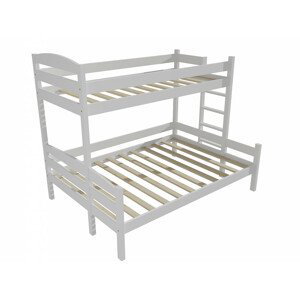 Patrová postel s rozšířeným spodním lůžkem PPS 001 (Rozměr: 80/140 x 180 cm, Umístění žebříku: vpravo, Barva dřeva: barva bílá)