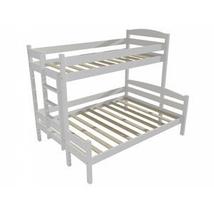Patrová postel s rozšířeným spodním lůžkem PPS 001 (Rozměr: 100/140 x 200 cm, Umístění žebříku: vlevo, Barva dřeva: barva bílá)