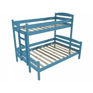 Patrová postel s rozšířeným spodním lůžkem PPS 001 (Rozměr: 80/120 x 180 cm, Umístění žebříku: vlevo, Barva dřeva: barva modrá)