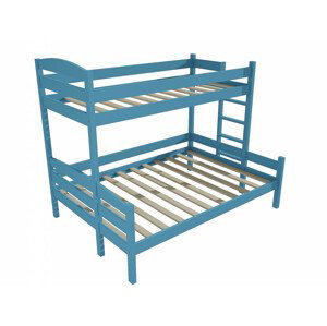 Patrová postel s rozšířeným spodním lůžkem PPS 001 (Rozměr: 80/120 x 180 cm, Umístění žebříku: vpravo, Barva dřeva: barva modrá)
