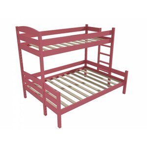 Patrová postel s rozšířeným spodním lůžkem PPS 001 (Rozměr: 80/120 x 180 cm, Umístění žebříku: vpravo, Barva dřeva: barva růžová)