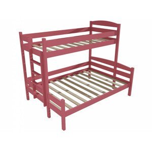 Patrová postel s rozšířeným spodním lůžkem PPS 001 (Rozměr: 80/160 x 180 cm, Umístění žebříku: vlevo, Barva dřeva: barva růžová)