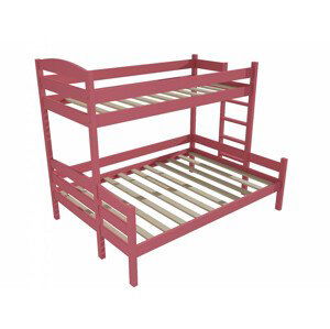 Patrová postel s rozšířeným spodním lůžkem PPS 001 (Rozměr: 100/160 x 180 cm, Umístění žebříku: vpravo, Barva dřeva: barva růžová)