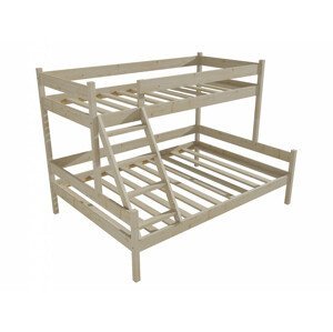 Patrová postel s rozšířeným spodním lůžkem PPS 002 (Rozměr: 80/120 x 180 cm, Barva dřeva: surové dřevo)