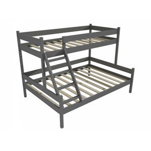 Patrová postel s rozšířeným spodním lůžkem PPS 002 (Rozměr: 80/140 x 180 cm, Barva dřeva: barva šedá)