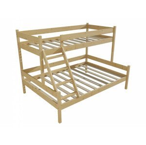 Patrová postel s rozšířeným spodním lůžkem PPS 002 (Rozměr: 100/140 x 180 cm, Barva dřeva: bezbarvý lak)