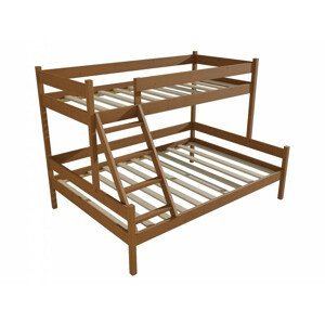 Patrová postel s rozšířeným spodním lůžkem PPS 002 (Rozměr: 80/140 x 180 cm, Barva dřeva: moření dub)