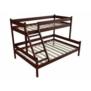 Patrová postel s rozšířeným spodním lůžkem PPS 002 (Rozměr: 80/140 x 180 cm, Barva dřeva: moření ořech)