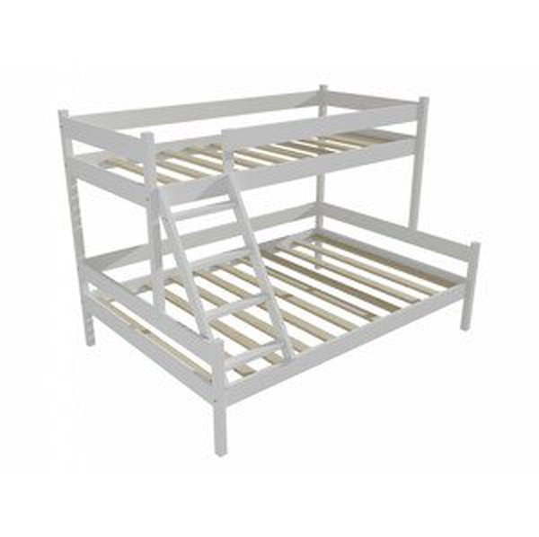 Patrová postel s rozšířeným spodním lůžkem PPS 002 (Rozměr: 80/140 x 180 cm, Barva dřeva: barva bílá)