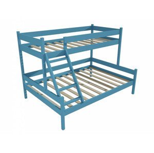 Patrová postel s rozšířeným spodním lůžkem PPS 002 (Rozměr: 80/120 x 200 cm, Barva dřeva: barva modrá)
