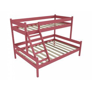 Patrová postel s rozšířeným spodním lůžkem PPS 002 (Rozměr: 80/120 x 180 cm, Barva dřeva: barva růžová)