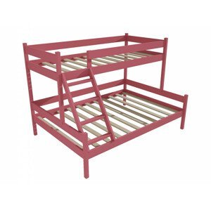 Patrová postel s rozšířeným spodním lůžkem PPS 002 (Rozměr: 80/140 x 180 cm, Barva dřeva: barva růžová)