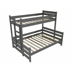 Patrová postel s rozšířeným spodním lůžkem PPS 003 (Rozměr: 80/120 x 180 cm, Umístění žebříku: vlevo, Barva dřeva: barva šedá)